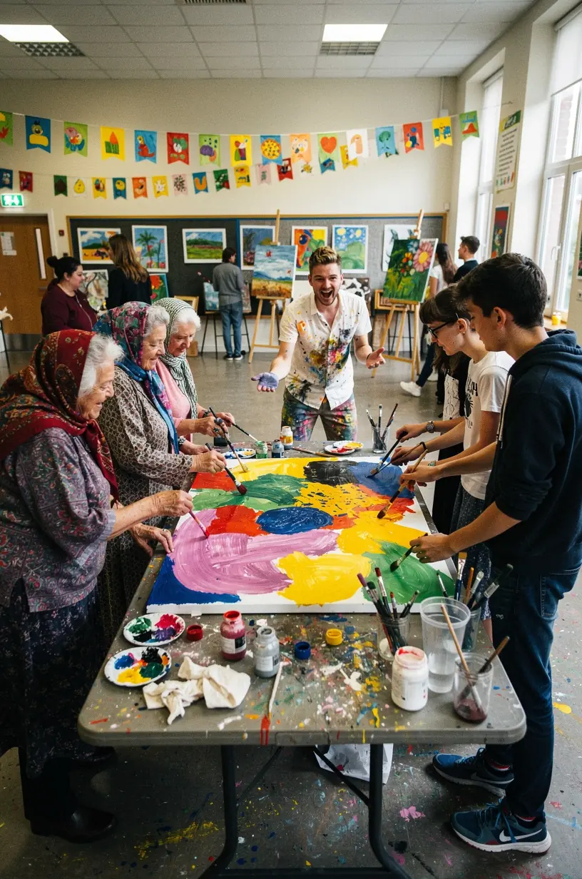 Art therapy session promoting mental health recovery through creativity.